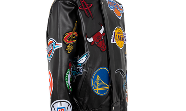 NBA Collage Vegan Leather Jacket