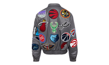 NBA COLLAGE VEGAN LEATHER JACKET Grey 