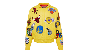 NBA COLLAGE VEGAN LEATHER JACKET Yellow 