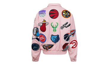 NBA COLLAGE VEGAN LEATHER JACKET Pink 