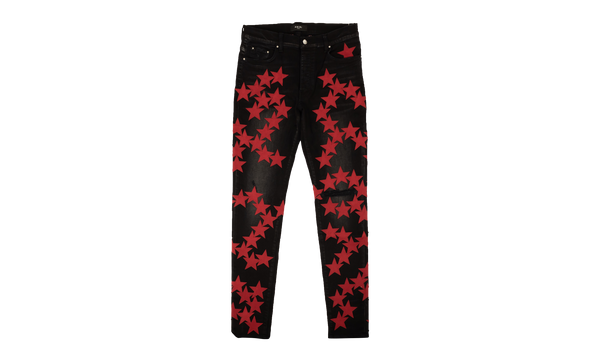 Star-appliqué straight-leg Jeans "Bright Red Star"