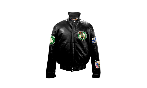 Boston Celtics Full Leather Puffer Jacket "Black"