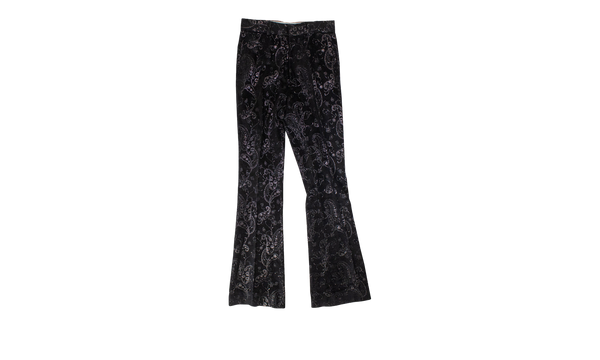 Paisley Velvet Glitter Flare Pants "Black"