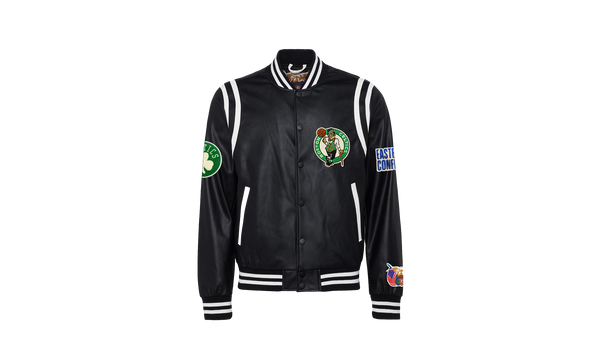 Boston Celtics Vegan Leather Jacket "Black / White"