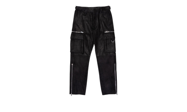 SUEDE ZIP CARGO PANT "Black"