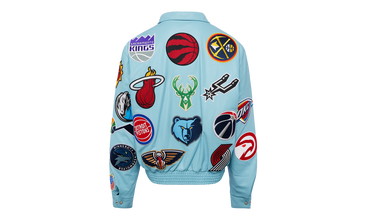 NBA COLLAGE VEGAN LEATHER JACKET Carolina Blue 