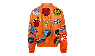 NBA COLLAGE VEGAN LEATHER JACKET Orange 