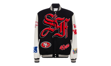 SAN FRANCISCO 49ERS WOOL & LEATHER VARSITY JACKET Black/White 