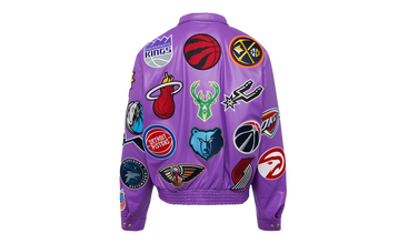 NBA COLLAGE VEGAN LEATHER JACKET Purple 