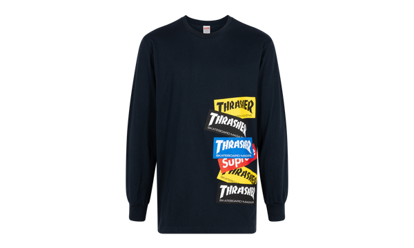 Thrasher Multi Logo L/S Tee "Navy"