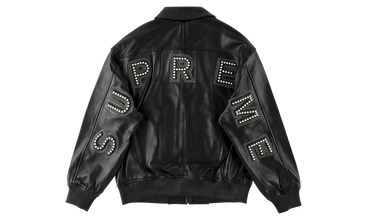 Studded Arc Logo Leather Jacket 