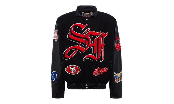 SAN FRANCISCO 49ERS WOOL & LEATHER VARSITY JACKET Black/Black "49ERS WOOL BLK/BLK"