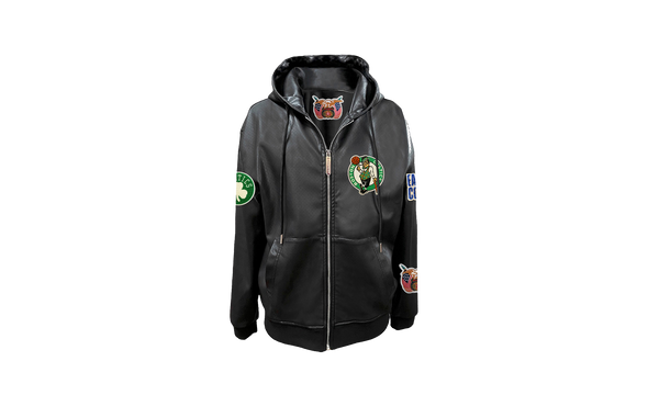 Boston Celtics Lightweight Vegan Zip Up Hooded Jacket "Black"