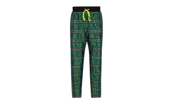 Silk Plaid Track Pants "Green"