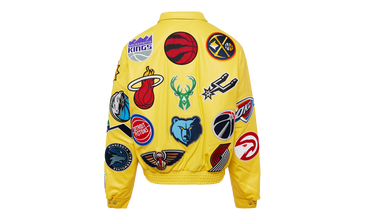 NBA COLLAGE VEGAN LEATHER JACKET Yellow 