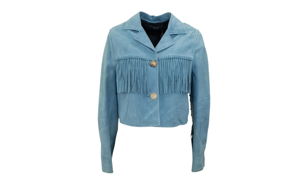 Cropped Fringe Biker Jacket "Blue"