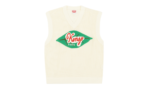 FRUIT STICKERS V-NECK SWEATER VEST BEIGE "BEIGE"