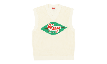 FRUIT STICKERS V-NECK SWEATER VEST BEIGE 