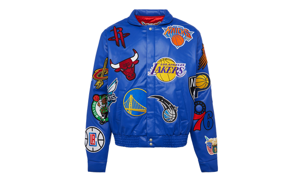 NBA COLLAGE VEGAN LEATHER JACKET Royal Blue "COLLAGE BLUE"