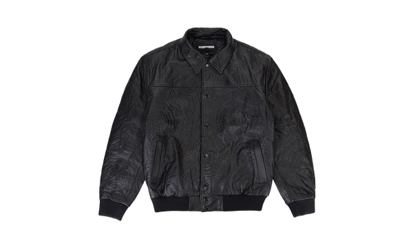 SP5DER DEBOSSED BLACK LEATHER JACKET "Black"