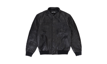 SP5DER DEBOSSED BLACK LEATHER JACKET 