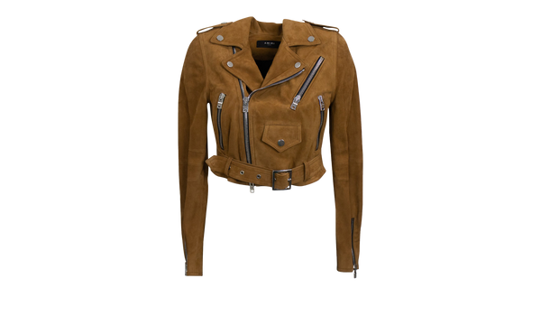 Cropped Leather Perfecto Jacket "Brown"