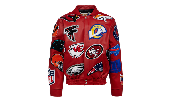 NFL COLLAGE VEGAN LEATHER JACKET Red "NFL COLLAGE RED"