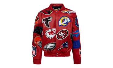 NFL COLLAGE VEGAN LEATHER JACKET Red 