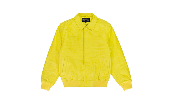 Sp5der Debossed Web Leather Jacket "Yellow"