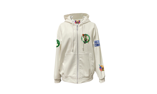 Boston Celtics Lightweight Vegan Zip Up Hooded Jacket "White"