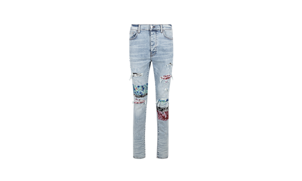 Blue Pajama Art Patch Skinny Jeans "Blue"