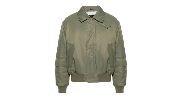 NYLON ZIP AVIATOR BOMBER JACKET GREEN "GREEN"