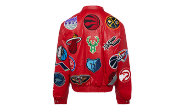 NBA COLLAGE VEGAN LEATHER JACKET Red 