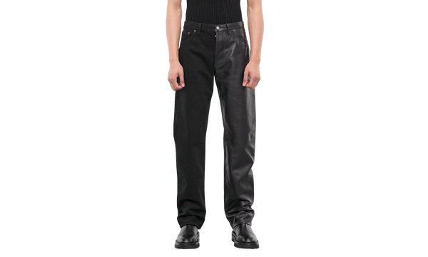 MM6 DENIM AND LEATHER SPLIT PANTS Pants Black "Black"