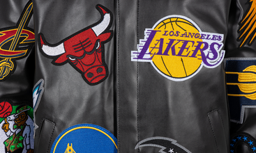 NBA Collage Vegan Leather Jacket