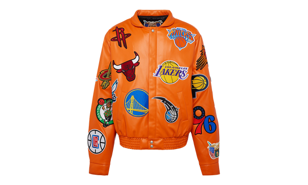 NBA COLLAGE VEGAN LEATHER JACKET Orange "COLLAGE ORANGE"