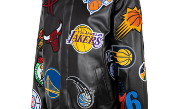 NBA Collage Vegan Leather Jacket