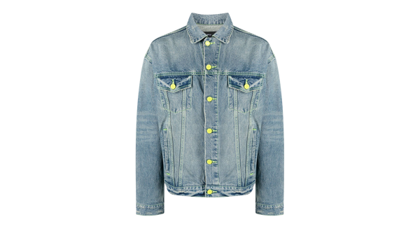 VINTAGE LIGHT INDIGO NEON POP OVERSIZED JEAN JACKET "Blue"