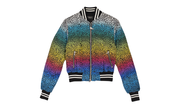 Silk Rainbow Leopard Bomber Jacket "Black"