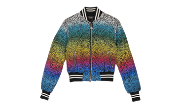 Silk Rainbow Leopard Bomber Jacket 