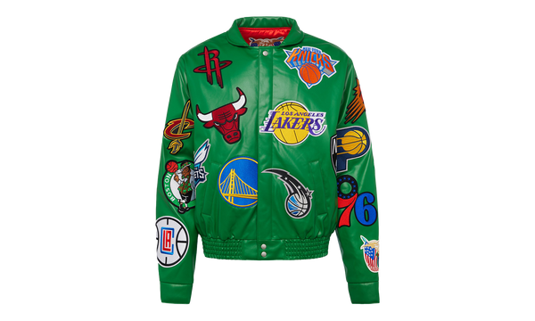 NBA COLLAGE VEGAN LEATHER JACKET Kelly Green "COLLAGE GREEN"