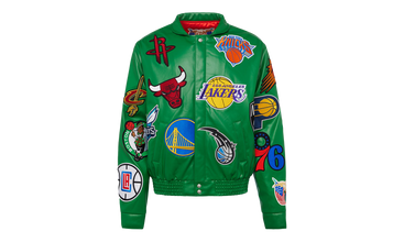 NBA COLLAGE VEGAN LEATHER JACKET Kelly Green 