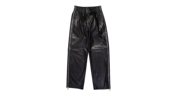 LEATHER SIDE ZIP TRACK PANT "Black"