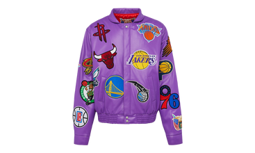 NBA COLLAGE VEGAN LEATHER JACKET Purple 