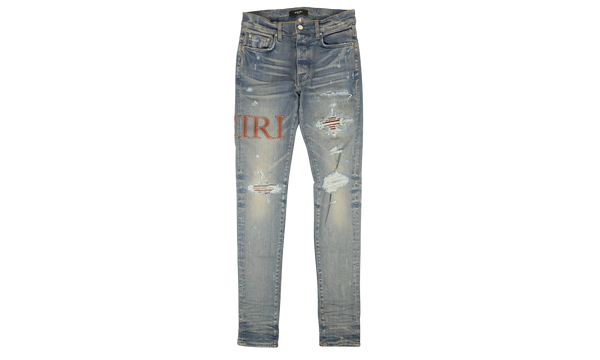 Indigo Straight-Fit Jeans "LEATHER STITCH LOGO JEAN Clay"