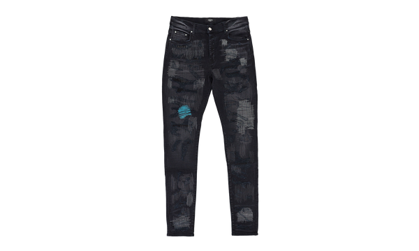 ALL OVER REPAIR AGED JEANS "Aged Black"