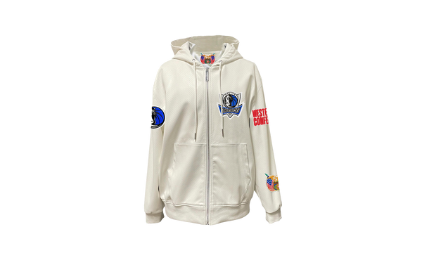 Dallas Mavericks Lightweight Vegan Zip Up Hooded Jacket "White"