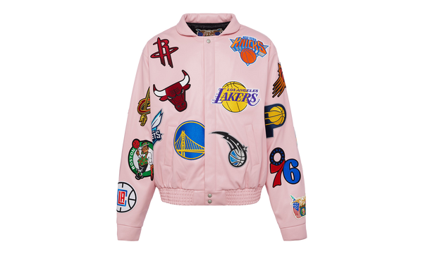 NBA COLLAGE VEGAN LEATHER JACKET Pink "COLLAGE PINK"