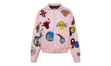 NBA COLLAGE VEGAN LEATHER JACKET Pink 