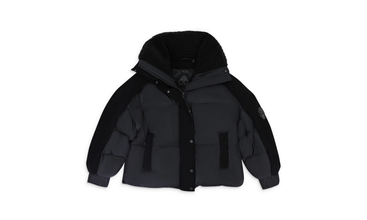 MOOSE KNUCKLES CORDUROY ELMIRA PUFFER BLACK PUFFER JACKET 